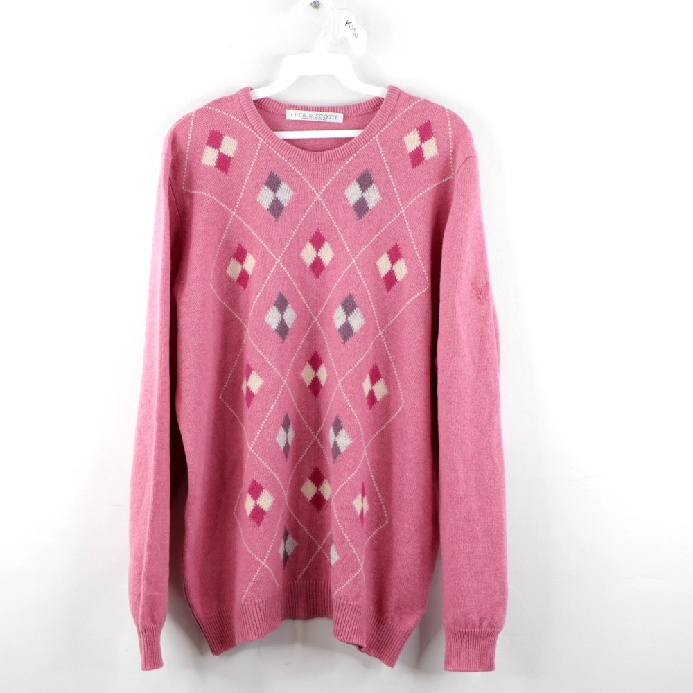 Vintage 80s Lyle & Scott Argyle Print Golf Sweater